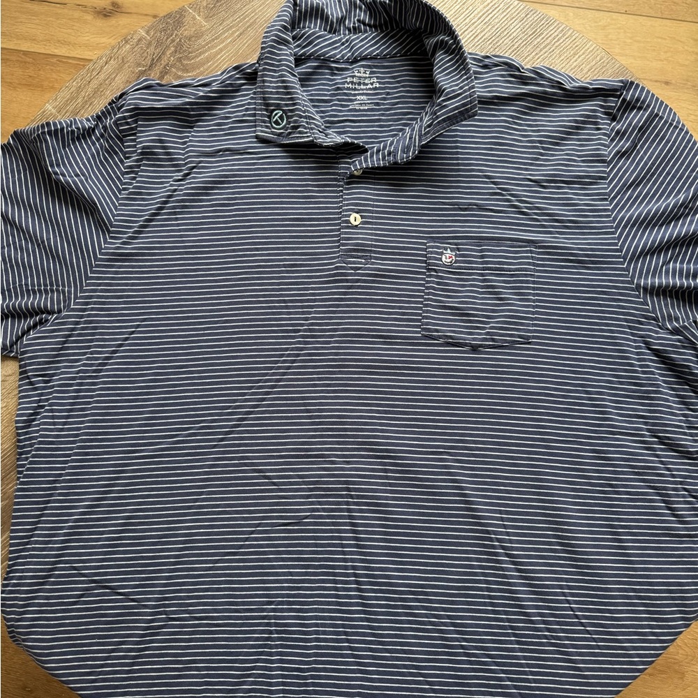 Peter Millar Scotty Cameron Men's Polo Shirt - Navy and White Stripes